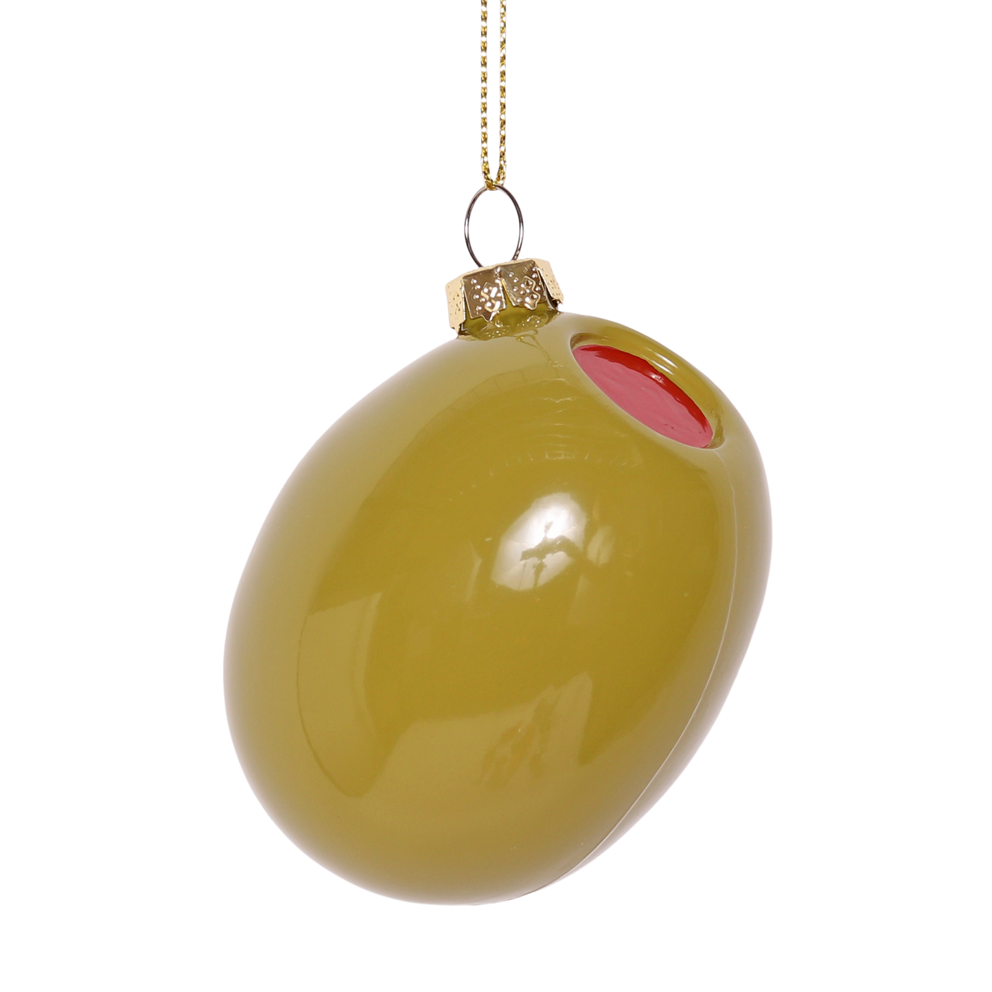 Olive Glass Decoration, 7cm