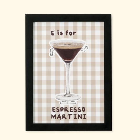 E is for Espresso Martini framed mockup