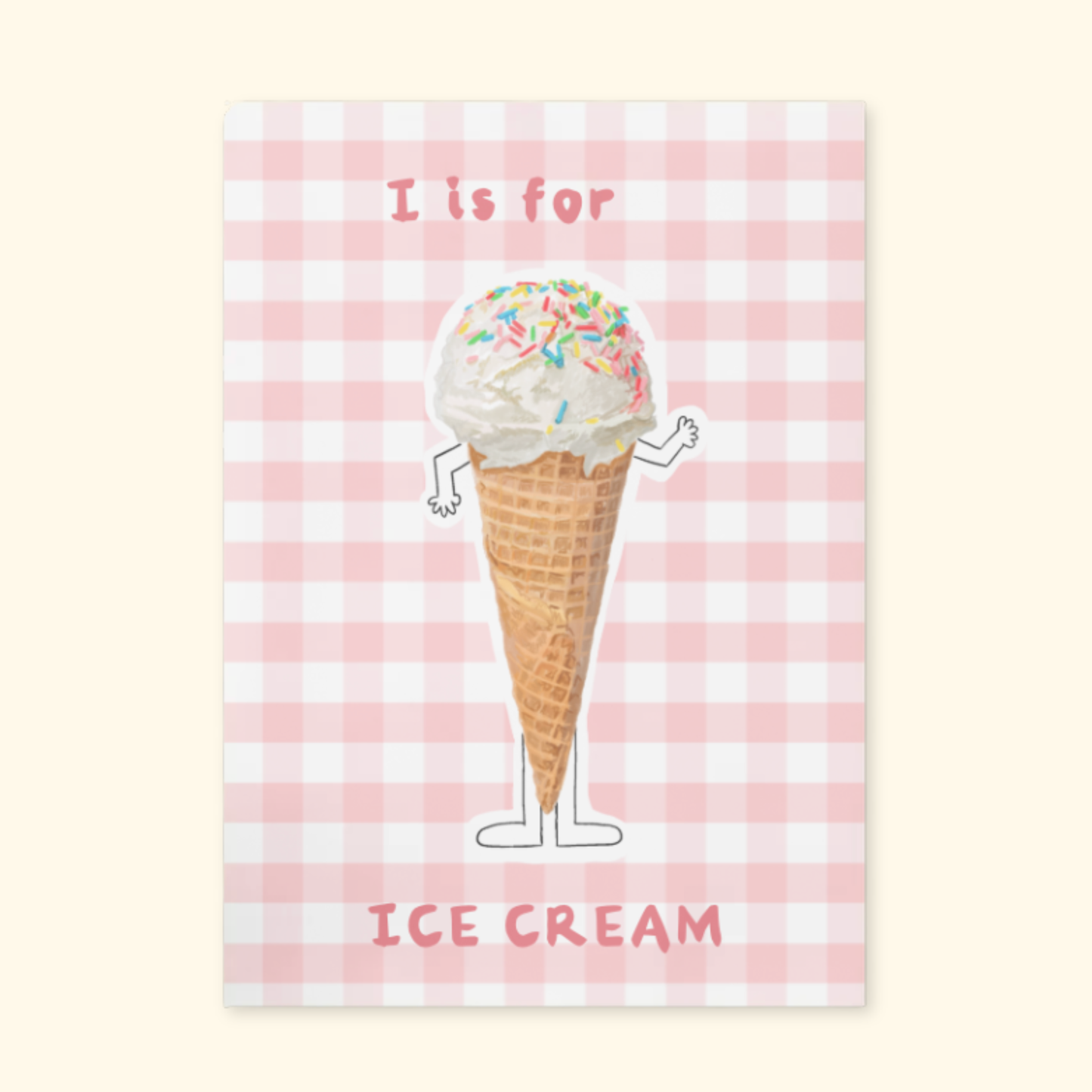 I is for Ice Cream Pink framed mockup