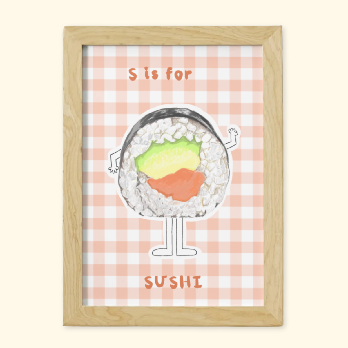 S is for Sushi framed mockup