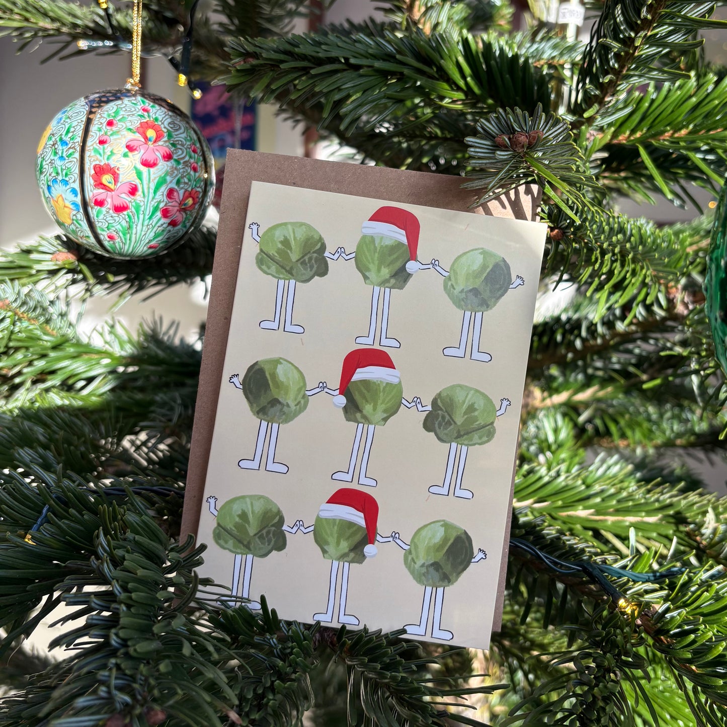 Yellow Brussel Sprout Christmas Card