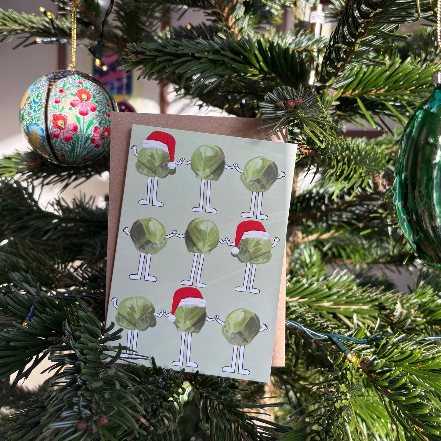 Green Brussel Sprout Christmas Card