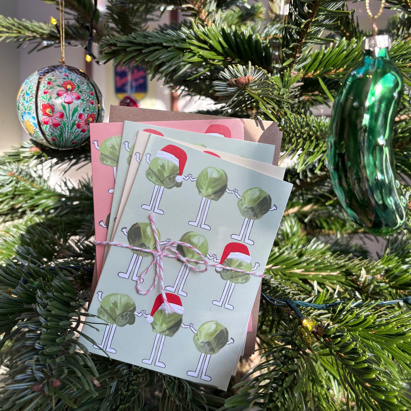 Pack of 4 Brussel Sprout Christmas Cards