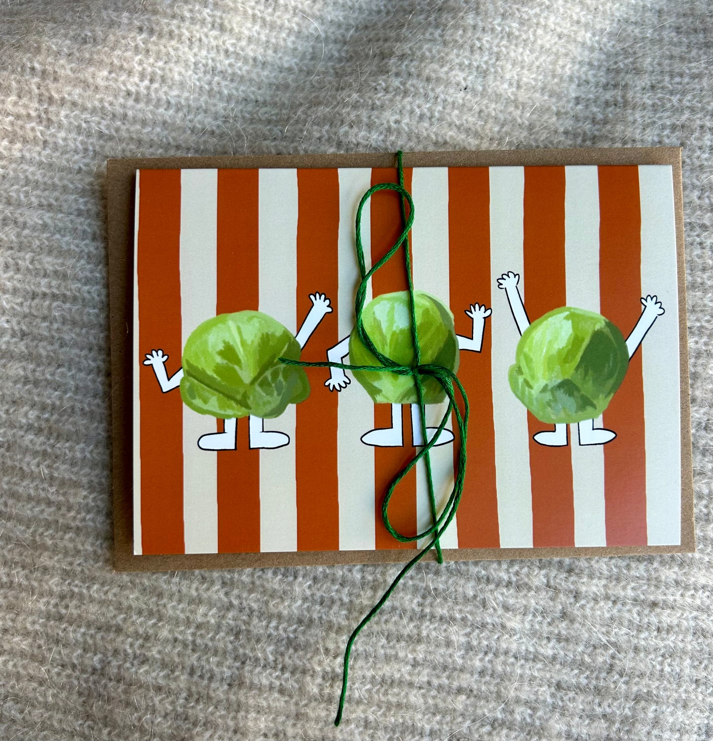 Pack of 6, Striped Sprout Christmas Cards