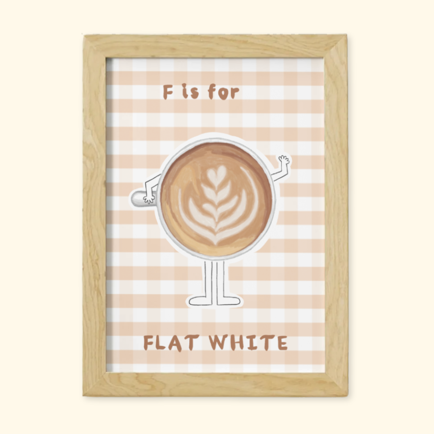 F is for Flat White framed mockup