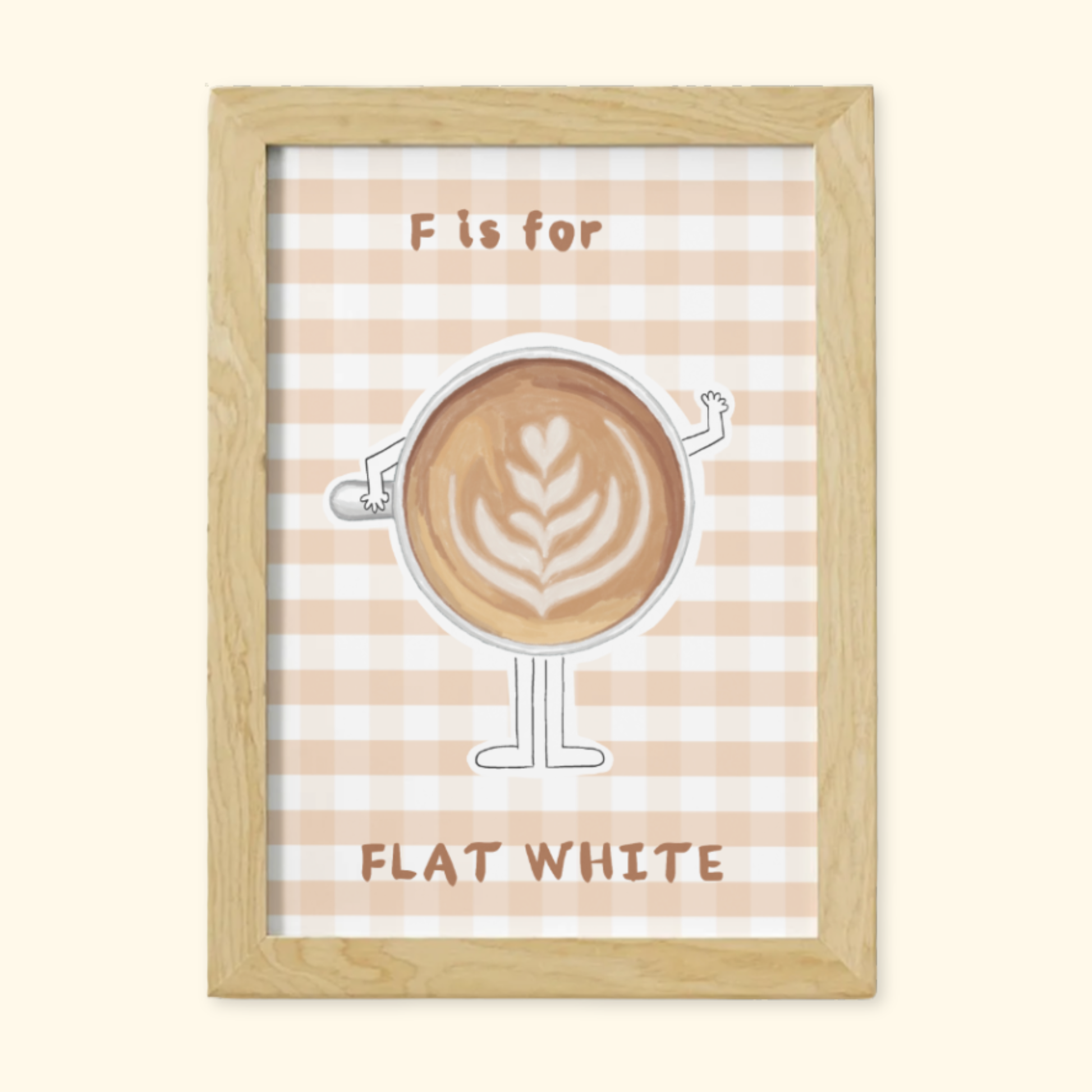 F is for Flat White framed mockup