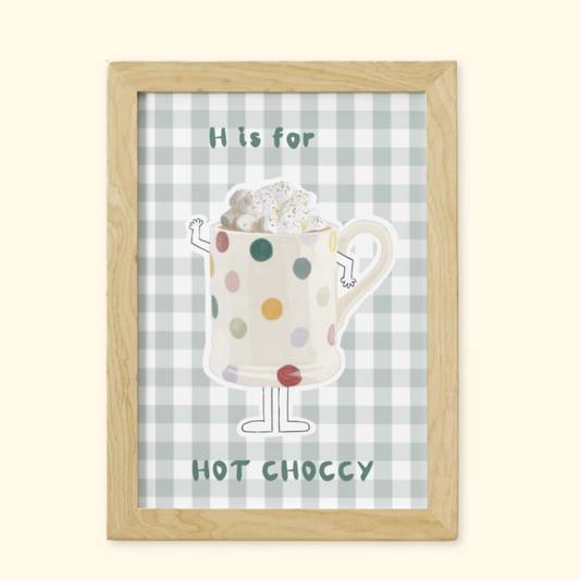H is for Hot Chocolate framed mockup