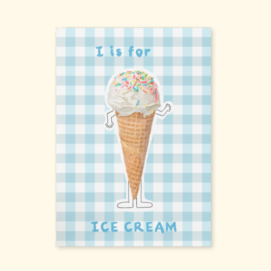 I is for Ice Cream Blue framed mockup