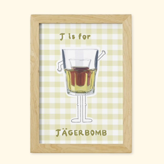 J is for Jägerbomb framed mockup